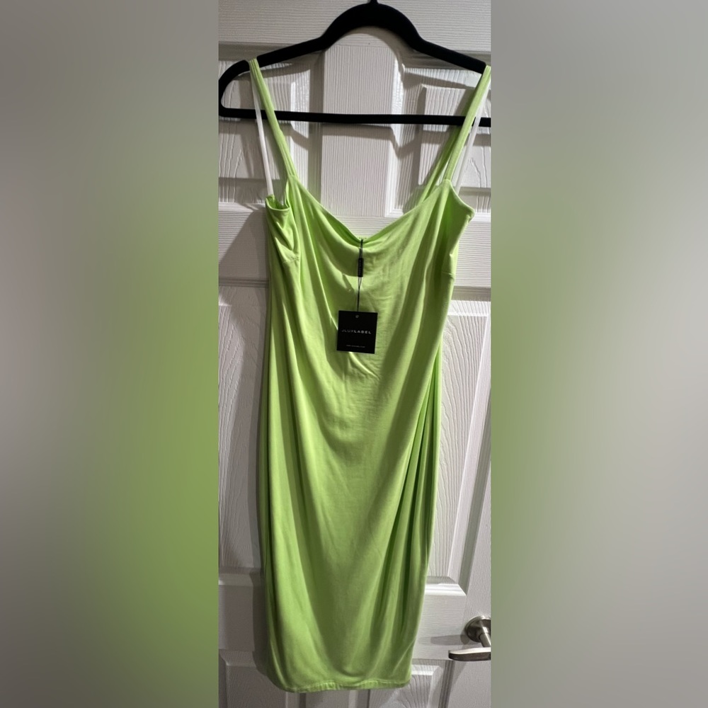 Lime Green Fitted Midi Dress